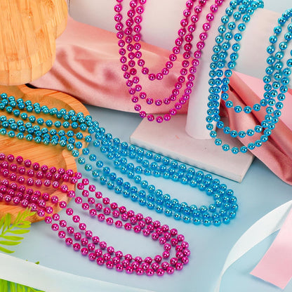 EOBOH 144PCS Mardi Gras Beads, Metallic 12 Kinds Bead Necklace Party Supplies, 33" Mardi Gras Necklace Costume Stuff, Festival Parade Throw Accessories for Wedding Birthday Celebrations Decorations