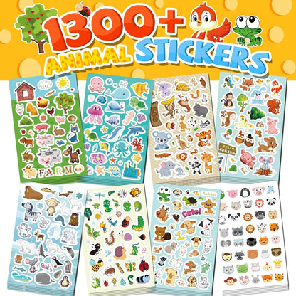 Sinceroduct 64 Sheets Stickers for Kids, 1800+pcs Animal Sticker, 16 Animal Themes Water Bottle Stickers, Scrapbooking Party Favors Classroom for Kids, Children, Teacher, Parent