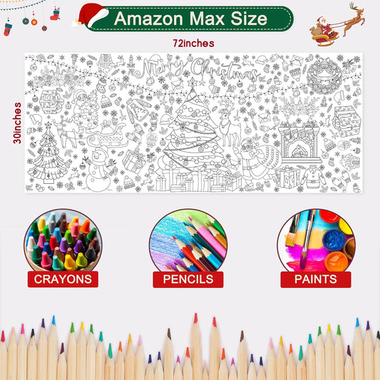 Unicorn Birthday Decorations Giant Coloring Tablecloth/Poster for Kids-30 x 72 Inches Table Cover for School Classroom Wall Decor Unicorns Party Decorations