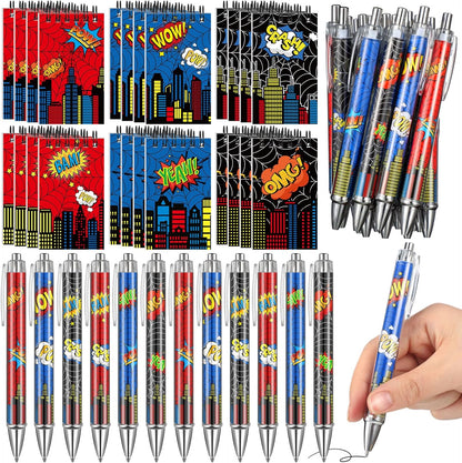 48 Piece Spider Party Favor Include 24 Pcs Notebooks 24 Pcs Ballpoint Pens Red Black Spiders Party Favor Teacher Classroom Rewards Supplies Theme Birthday Partys Gift(Classic)