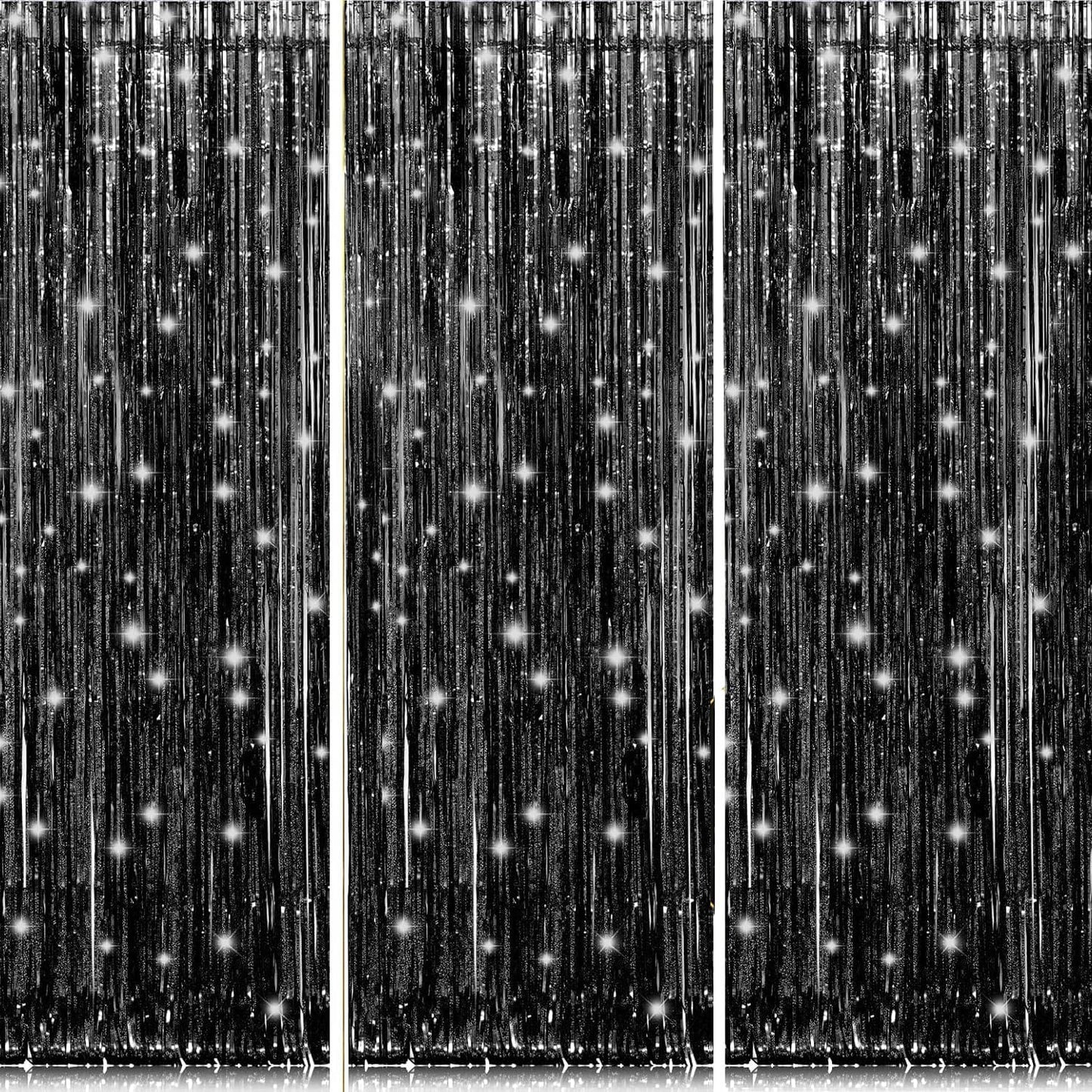 Birthday Party Decorations: 3 Pack 3.3 x 9.9 ft Gold Foil Fringe Curtains Party Supplies, Tinsel Curtain Backdrop for Parties/Birthday/Photo Booth