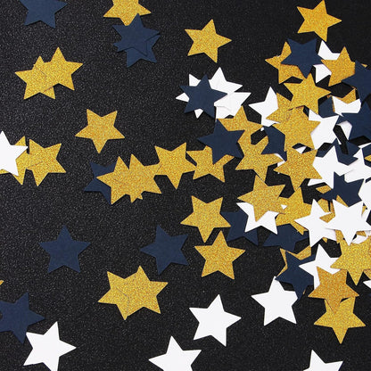 300pcs Navy Blue White Silver Confetti,Glitter Paper decor Twinkle Little Star Table Confetti,Birthday Graduation 2024 Fathers Day Wedding Baby Shower Party Decorations Circle Dots Lasting Surprise