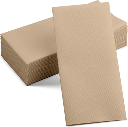 50-Pack Disposable Linen-Feel Caramel Napkins, 12" x 17" Cloth-Like Paper Dinner Napkins For Wedding, Bathroom, Party Or Event