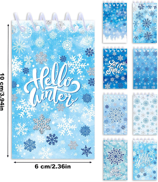 24 Pcs Christmas Snowflake Mini Pocket Notebooks 2.36 x 3.94 Inch Christmas Snowflake Small Notepads Winter Them Birthday Party Favors Gift for Office Teacher Classroom Rewards Supplies