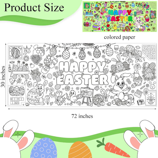 Happy Birthday Giant Coloring Poster 30 x 72 Inches Large Coloring Tablecloth for Kids School Home Party Supplies Decoration