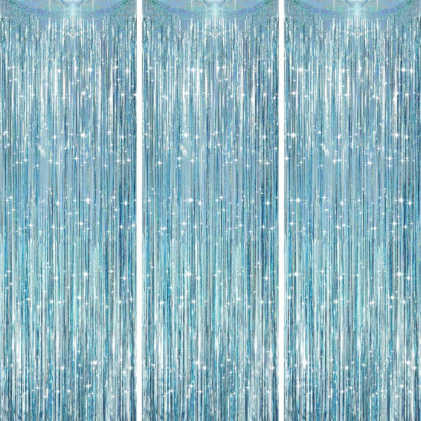 Voircoloria 3 Pack 3.3x8.2 Feet Gold Foil Fringe Backdrop Curtains, Tinsel Streamers, Fringe Backdrop for 2025 New Years Eve, Graduation, Birthday, Baby Shower, Gender Reveal, Disco Party - Colors B