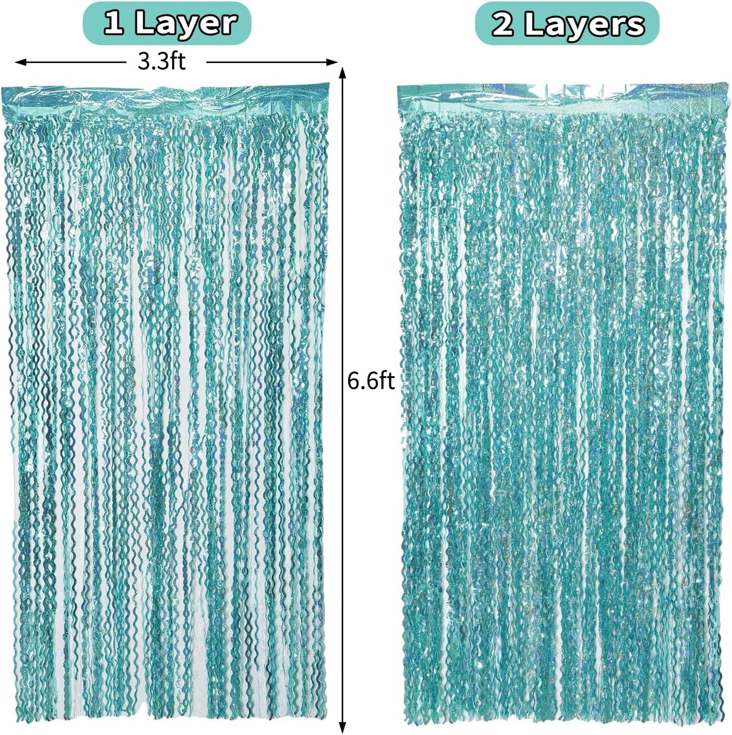 4 Pack Wavy Champagne Gold Metallic Tinsel Foil Fringe Curtains Backdrop - 3.3X6.6ft Foil Fringe Backdrop for Parties | Door Streamers for Birthday | Photo Booth Backdrops Party Decor
