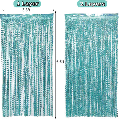 4 Pack Wavy Champagne Gold Metallic Tinsel Foil Fringe Curtains Backdrop - 3.3X6.6ft Foil Fringe Backdrop for Parties | Door Streamers for Birthday | Photo Booth Backdrops Party Decor