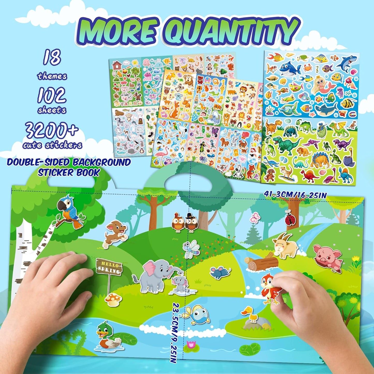 Sinceroduct 64 Sheets Stickers for Kids, 1800+pcs Animal Sticker, 16 Animal Themes Water Bottle Stickers, Scrapbooking Party Favors Classroom for Kids, Children, Teacher, Parent