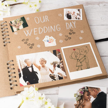 Bstorify Scrapbook Album 60 Pages (8 x 8 Inch) Brown Thick 200gsm Kraft Paper, Photo Album Scrapbook, Memory Book - Ideal for Your Scrapbooking Albums Art & Craft Projects