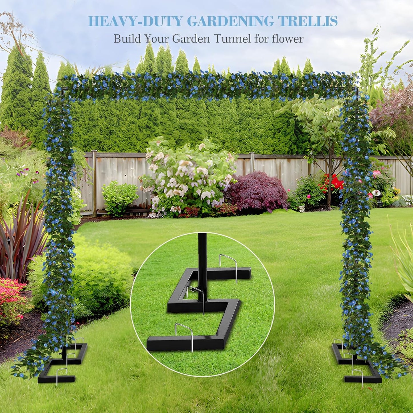 8.2FT Square Wedding Arch Backdrop Stand,Balloon Arch Stand, Metal Gold Backdrop Adjustable Stand Heavy Duty, Extra 2 Clamps Change Over The Table Rod Stand for Party Decoration,Garden Trellis Frame
