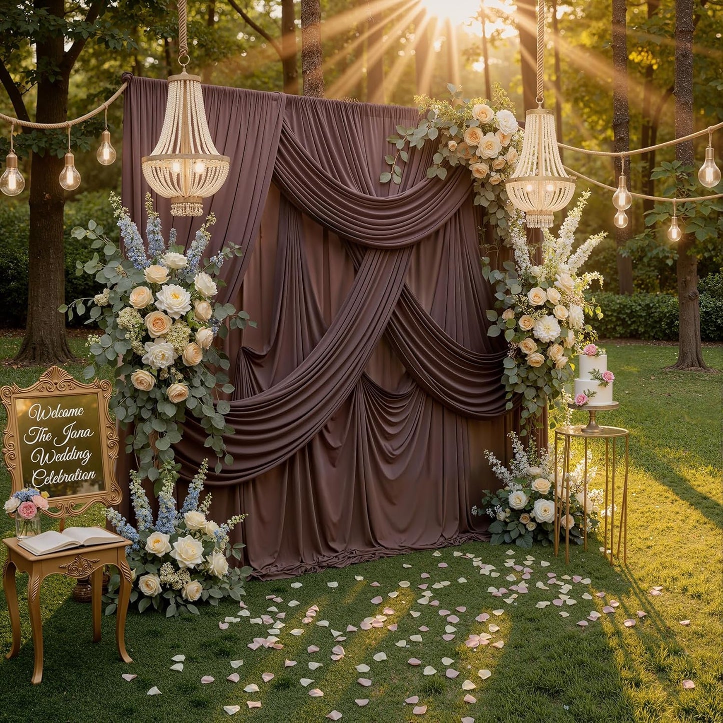 10ftx10ft Black Backdrop Curtains for Weddings Parties, Wrinkle Free 2 Panels Silky Polyester Photo Backdrop Drapes Back Drop Cloth Drapery for Birthday Mother'sDay Photography Background