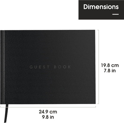 Useful Co. Black Guest Book, Use as Guest Book Wedding Reception, Sign in Book, Guest Book for Vacation Home, Funeral Guest Book, Hardbound Guestbook, Leather Cover, 112 Pages, 9 x 7 Inches