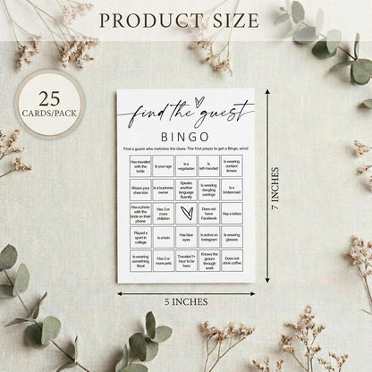 Minimalist Bridal Shower Bingo Cards, 25 Pcs Unique Bridal Bingo Game for Wedding Shower Parties and Guest Interaction - A01