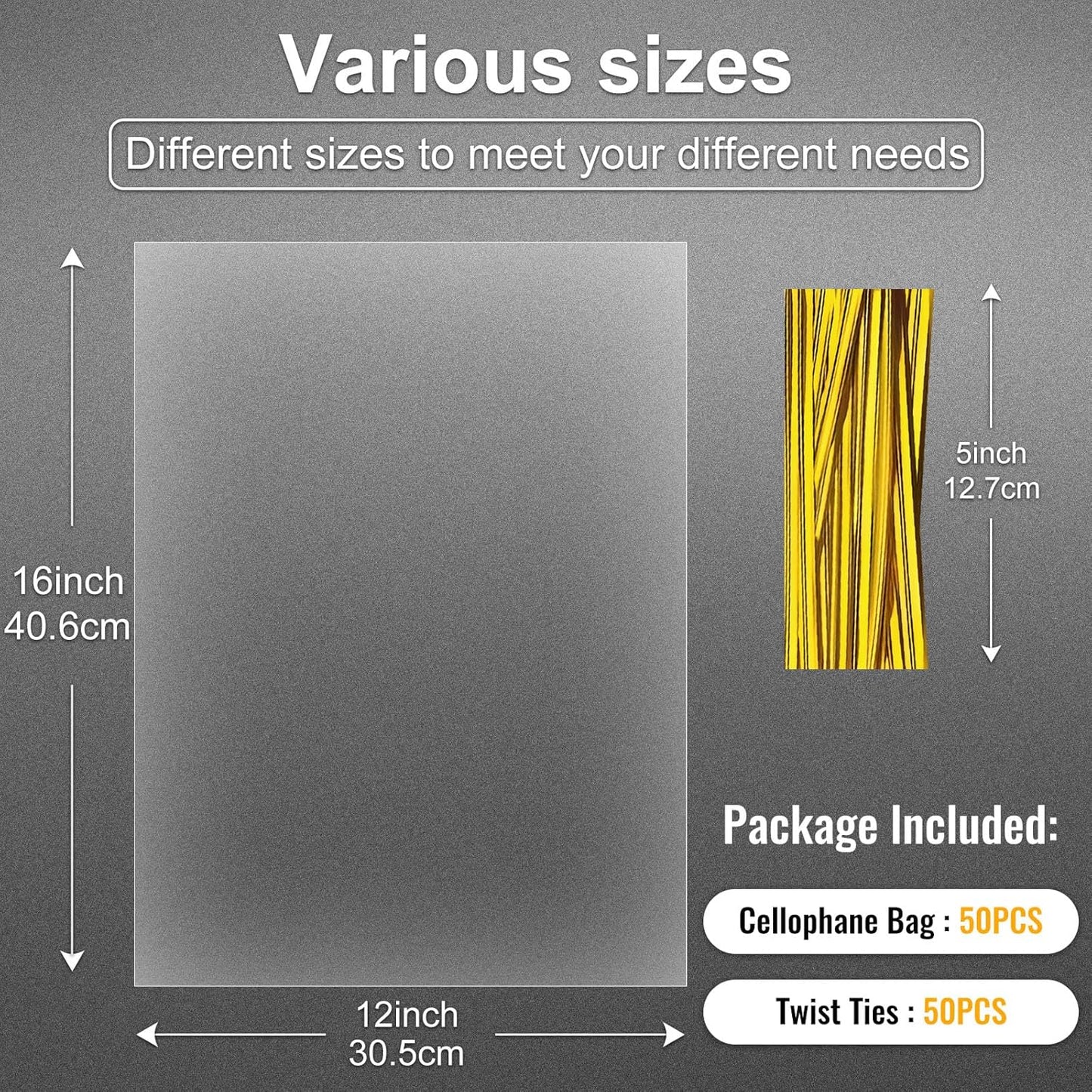 Clear Candy Bags 100pcs 6X10 Cellophane Treat Bag Party Favor Goodie Cake Pop Gift Apple Cello for Gift Baskets Bakery Cookie with Ties