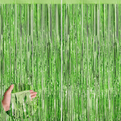 Black Fringe Curtain Party Streamers 2Pack 3.3x8.3 Ft Foil Fringe Backdrop Curtains for Birthday Wedding Bridal Baby Shower Halloween Decor Tinsel Streamers Black Party Decorations Door Streamers