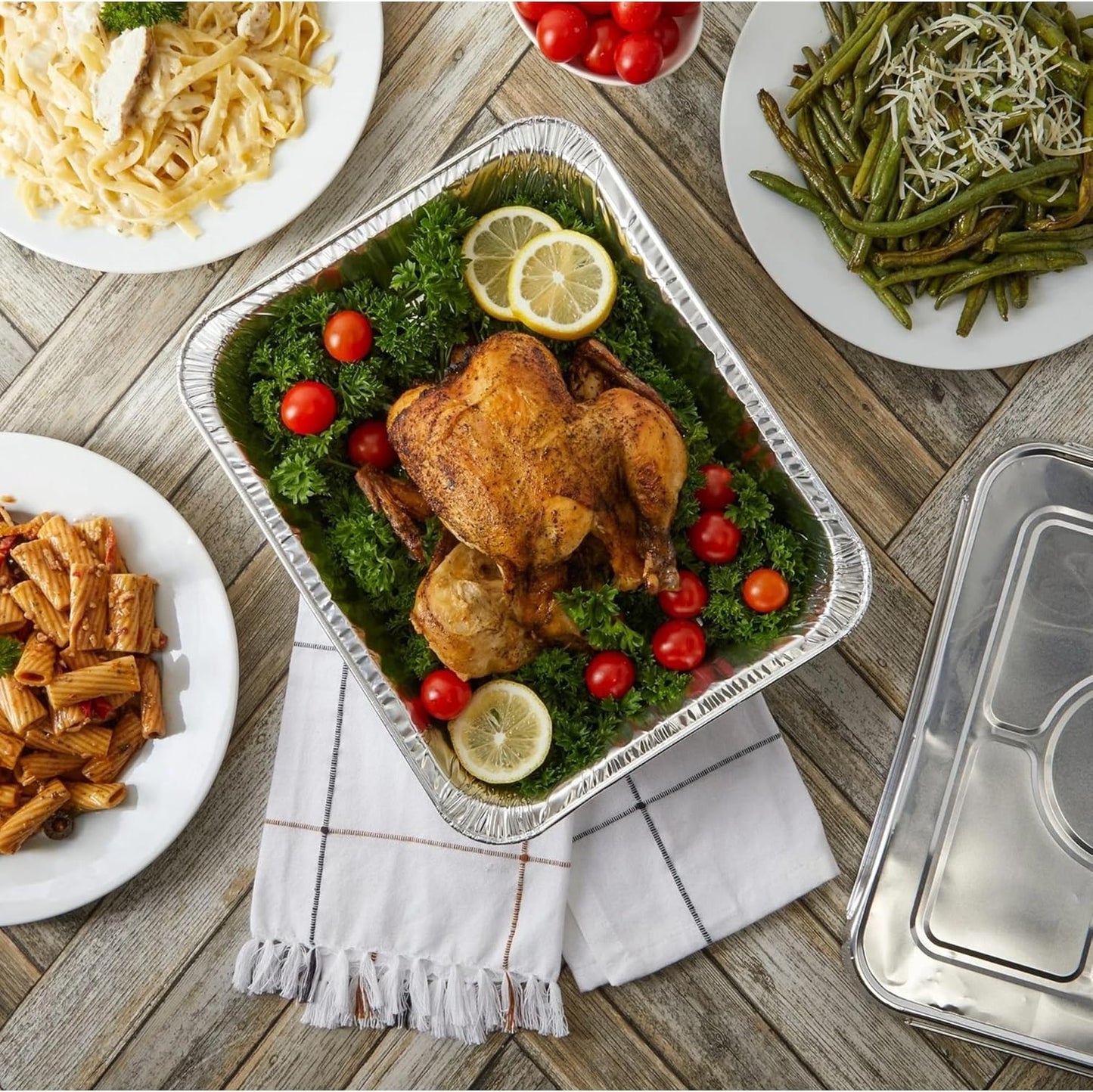Waytiffer Aluminum Pans 9x13 Disposable Foil Pans (10 Pack) Half Size Deep Steam Table Pans Extra Thick for Baking, Cooking, Roasting, Heating, Serving & Lining Steam-Table Trays