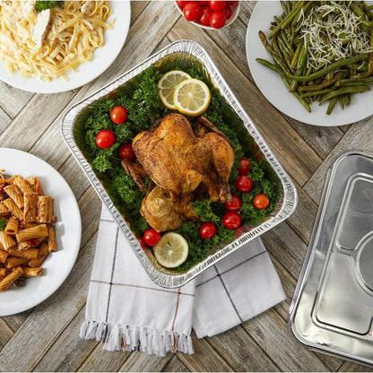 Waytiffer Aluminum Pans 9x13 Disposable Foil Pans (10 Pack) Half Size Deep Steam Table Pans Extra Thick for Baking, Cooking, Roasting, Heating, Serving & Lining Steam-Table Trays