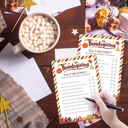 Thanksgiving Scavenger Hunt Game Set, 30 Harvest Stripes Theme Double-Sided Game Cards for Thanksgiving Parties, Family, Friends & Classroom Activities -B04