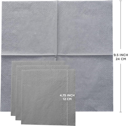 Black Beverage Napkins (300 Count) 2-Ply Disposable Cocktail Napkins for Bar, Weddings, Parties, Events, Premium Quality and EU Made