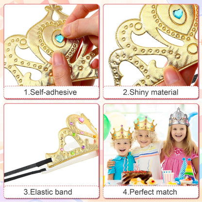 Yaomiao 44 Pcs Birthday Foam Crowns for Kids Princess Tiaras King Hat Bulk Diamond Sticker Kits for Crown Party Supplies