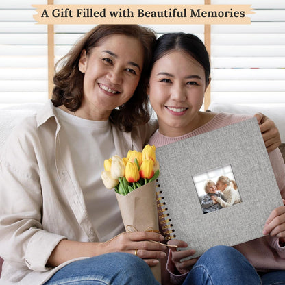 8 x 8 Inch Scrapbook Photo Album Linen Cover 20 Sheets/ 40 Pages, Hardcover Kraft White Pages Memory Book, for Travel Wedding Guest Book Christmas Baby Shower Fits 4x6 & Instant Photos, Beige