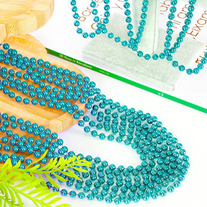 EOBOH 144PCS Mardi Gras Beads, Metallic 12 Kinds Bead Necklace Party Supplies, 33" Mardi Gras Necklace Costume Stuff, Festival Parade Throw Accessories for Wedding Birthday Celebrations Decorations