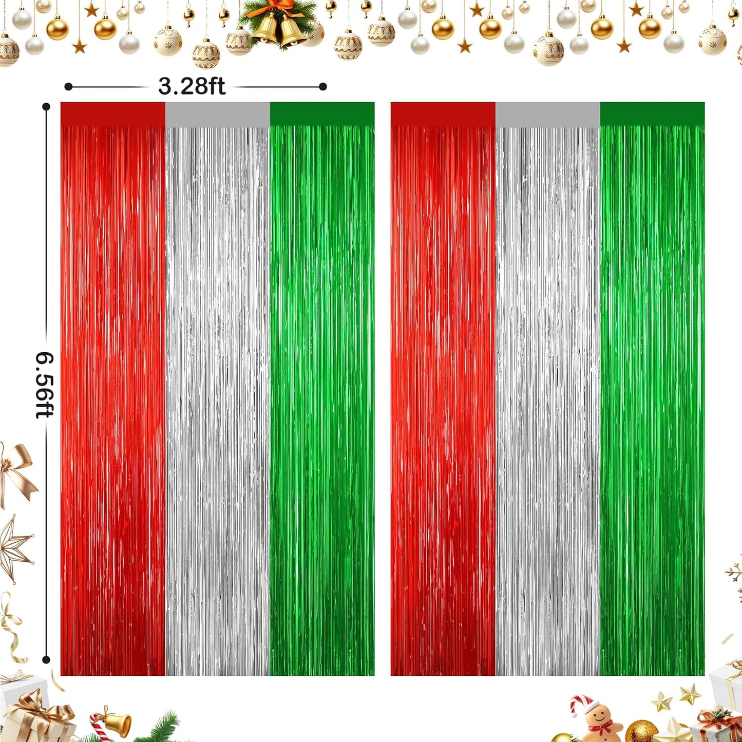 GCB 2Pack Black Metallic Tinsel Foil Fringe Curtains, Black Foil Curtain Backdrop, Photo Booth Props for Birthday Wedding Baby Shower Bachelorette Xmas Celebration Party Decorations Door Streamers