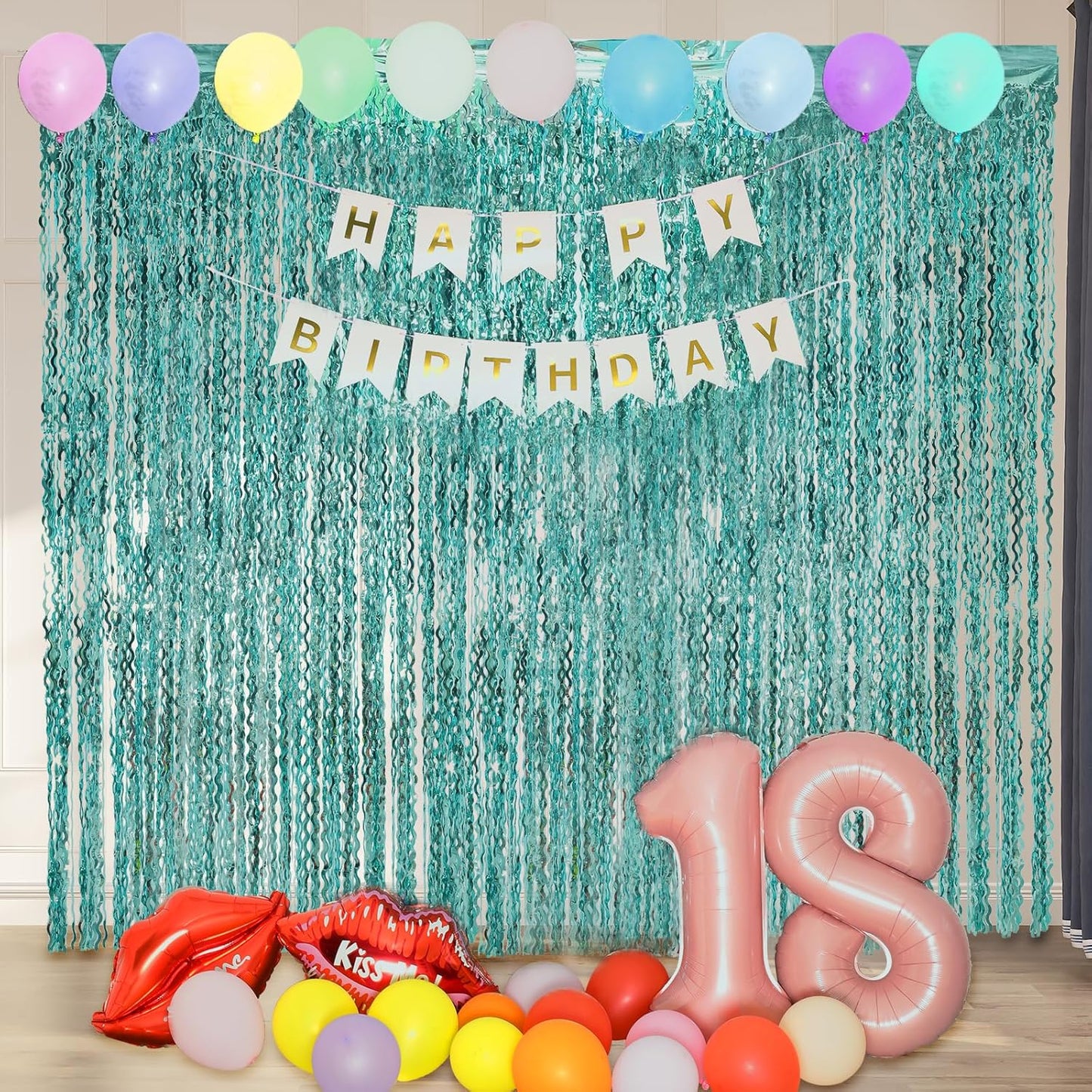 4 Pack Wavy Champagne Gold Metallic Tinsel Foil Fringe Curtains Backdrop - 3.3X6.6ft Foil Fringe Backdrop for Parties | Door Streamers for Birthday | Photo Booth Backdrops Party Decor