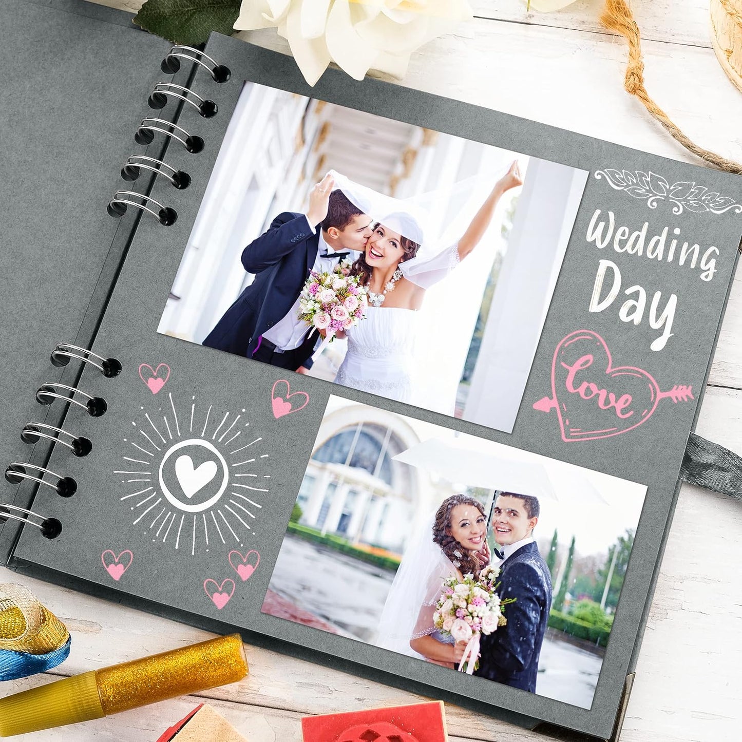 Bstorify Scrapbook Album 60 Pages (8 x 8 Inch) Brown Thick 200gsm Kraft Paper, Photo Album Scrapbook, Memory Book - Ideal for Your Scrapbooking Albums Art & Craft Projects