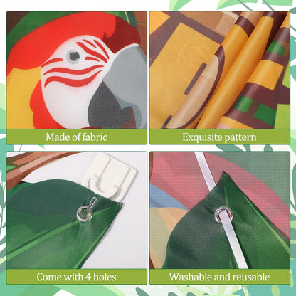 Peryiter 3 Pcs Camping Themed Party Decorations Banner Welcome Porch Sign with 1 Double Sided Tape for Summer Camp Birthday Hawaii Baby Shower Themed Party Activity Decor door (Forest Style)