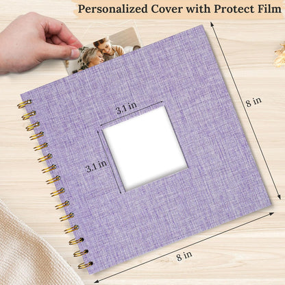 8 x 8 Inch Scrapbook Photo Album Linen Cover 20 Sheets/ 40 Pages, Hardcover Kraft White Pages Memory Book, for Travel Wedding Guest Book Christmas Baby Shower Fits 4x6 & Instant Photos, Beige