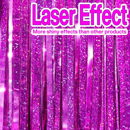 PartyWoo Silver Streamers 3pcs Tinsel Backdrop 8.2FT Metallic Tinsel Foil Fringe Streamer Curtains Party Photo Booth Backdrop for Graduation Baby Shower Bachelorette Wedding Disco Party Decorations