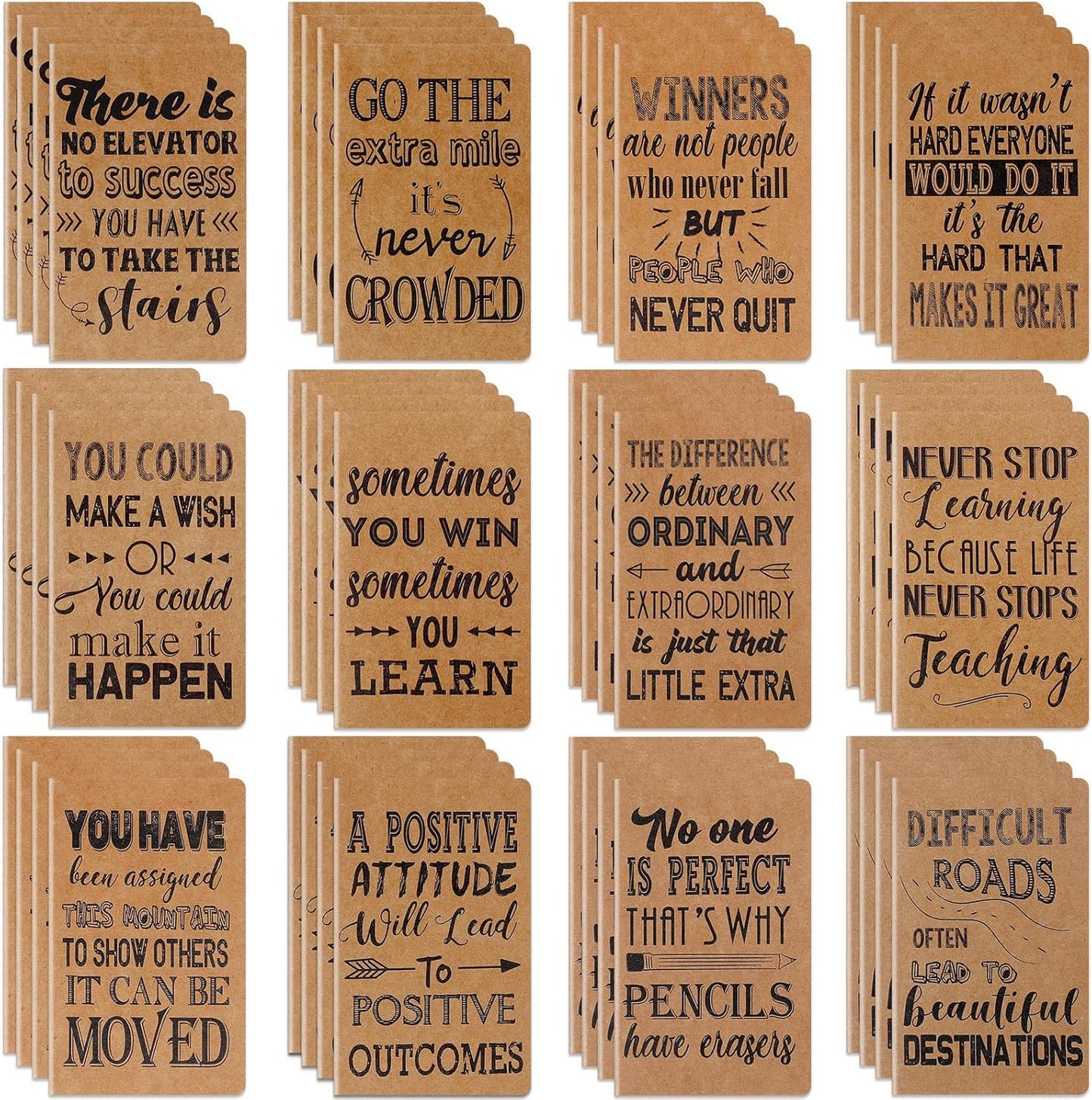 Outus 24 Pieces Mini Inspirational Notepads Motivational Small Pocket Journal Notebook Inspiring Note Pads Gift for School Office Travel Coworkers Supplies, 12 Styles (Simple Style)