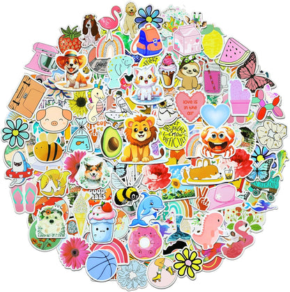 200Pcs Water Bottle Stickers for Kids, Cute Stickers for Water Bottles, Vinyl Waterproof Aesthetic Laptop Sticker Pack Classroom Prizes Skateboard for Kids Teens Girls Students (Cute-200pcs)