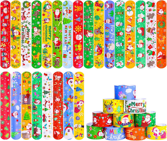MGparty 72pcs Christmas Slap Bracelets Party Favors Toys for Kids Xmas Party Favors Christmas Stocking Stuffers Gifts Birthday Gifts