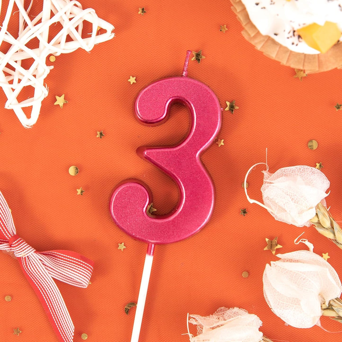 PHD CAKE 2.76 Inch Modern Gold 2 Number Birthday Candles, Gold Number Candles, Cake Number Candles, Party Celebration