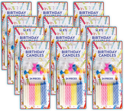 72-Count Birthday Candles Multicolored Spiral, Birthday Candles for Cake, Cupcake Candles, Party Celebration