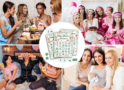 Baby Shower Bingo Game Cards, Jungle Safari Baby Shower Bingo, Wild Animals Gender Reveal Party Favors Supplies, Game Sets for Adults Large Group Party Activities for Family -A07