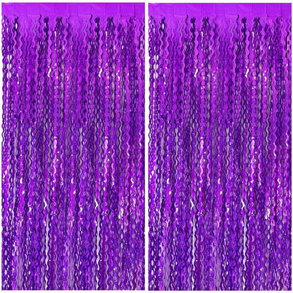 Tinsel Foil Fringe Curtains Wavy Backdrop for Parties Sparkle Metallic Wavy Foil Fringe Backdrop Curtain for Party Decorations Photo Booth Props for Birthday Graduation Wedding