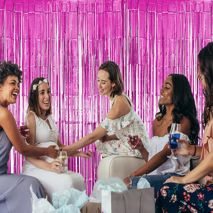 Hampton Distribution 6 Pack Silver Foil Fringe Curtains, Silver Tinsel Backdrop Party Curtains, Party Supplies for Birthday, Holidays, Parties & More