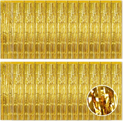 20 Pack Silver Foil Curtain Backdrop 3.2ft x 8.2ft Foil Fringe Backdrop Curtain Metallic Tinsel Foil Fringe Curtains Streamer Backdrop Curtains for Birthday Party Decorations Photo Booth (Silver)