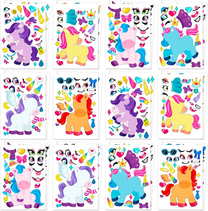 JOYIN 24 Sheets 9"x6" Make a face Stickers for Kids, Make Your Own Stickers with Unicorn, Dinosaur, Sea and Safari Animals, Party Favors Kids Crafts, Goodie Bags Stuffers Classroom Activities