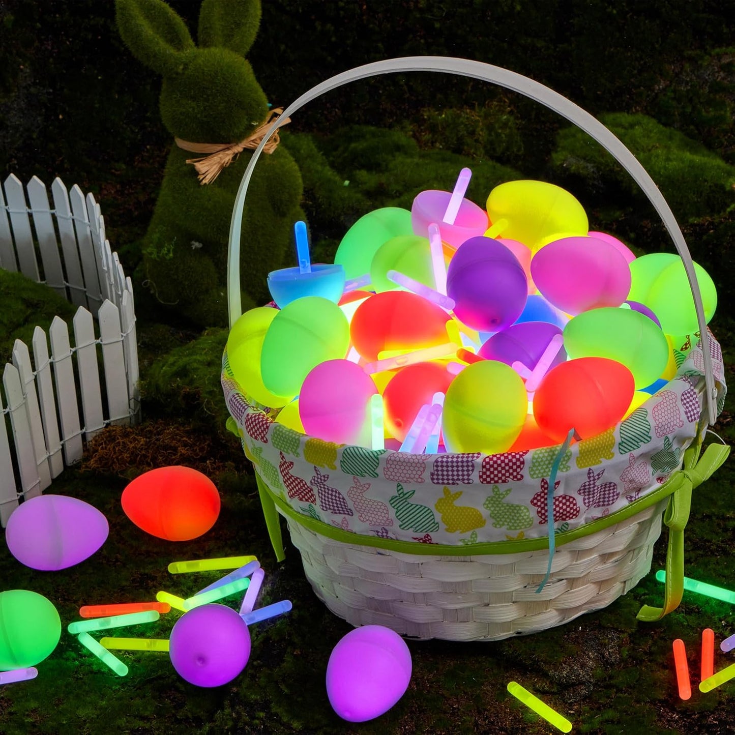 JOYIN 36 Pcs Easter Eggs with 72 Pcs Mini Glow Sticks for Kids Glow-in-The-Dark Basket Stuffers Fillers Gift, Easter Eggs Hunt Game Party Favors Classroom Decorations Supplies