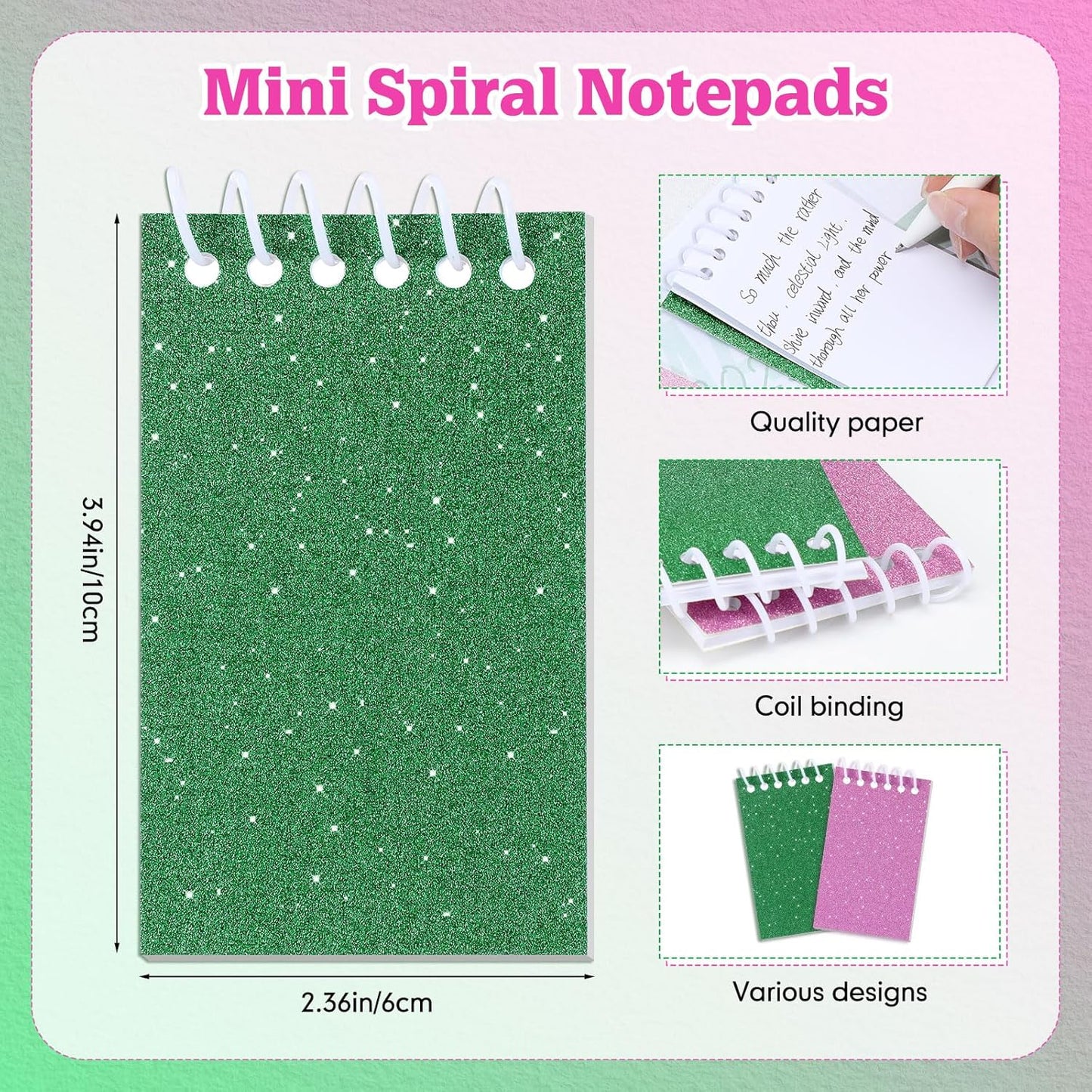 Resurhang 24 Pcs Witch Notepads Mini Spiral Notepads Small Prism 3.9 x 2.4 Inch Glitter Colorful Notebooks for Birthday Christmas Witch Party Supplies Gifts