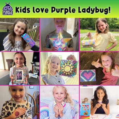 PURPLE LADYBUG Scratch Art for Kids - 150 Rainbow Scratch Art Mini Notes Arts and Craft Supplies, Crafts for Kids Ages 4-12, Mothers Day Note Cards, Kid Summer Activities for Camping & Summer Crafts