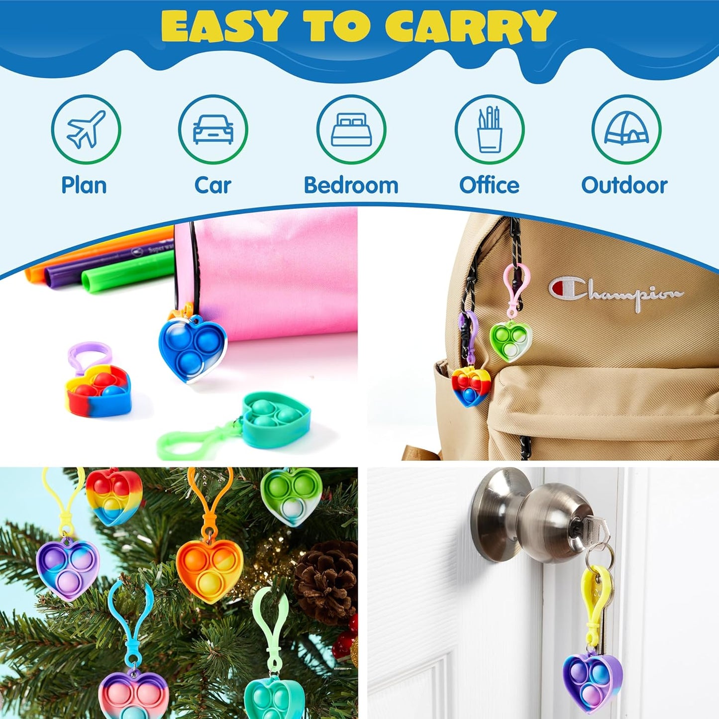 JOYIN Round Pop Fidget Keychain 30 Pack Pop Fidget Toys Bulk Party Favors for Kids 4-8,8-12 Years, Birthday Goodie Bags Stuffers Back to School Gifts for Students Classroom Prizes Sensory Toys