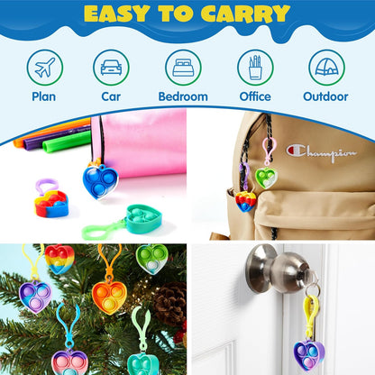 JOYIN Round Pop Fidget Keychain 30 Pack Pop Fidget Toys Bulk Party Favors for Kids 4-8,8-12 Years, Birthday Goodie Bags Stuffers Back to School Gifts for Students Classroom Prizes Sensory Toys
