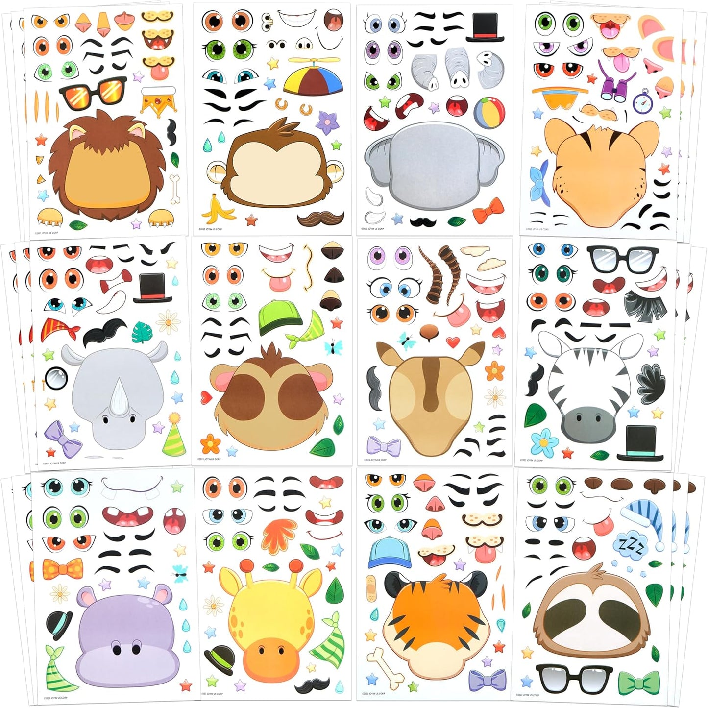 JOYIN 36 Sheets 9"x6" Make a face Stickers for Kids, Make Your Own Animal Stickers with Unicorn, Dinosaur, Sea and Safari Animals, Crafts Birthday Party Favors, Goodie Bags Classroom Activities