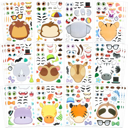 JOYIN 36 Sheets 9"x6" Make a face Stickers for Kids, Make Your Own Animal Stickers with Unicorn, Dinosaur, Sea and Safari Animals, Crafts Birthday Party Favors, Goodie Bags Classroom Activities